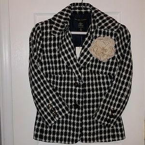 Black & white Tweed quarter sleeve blazer / jacket